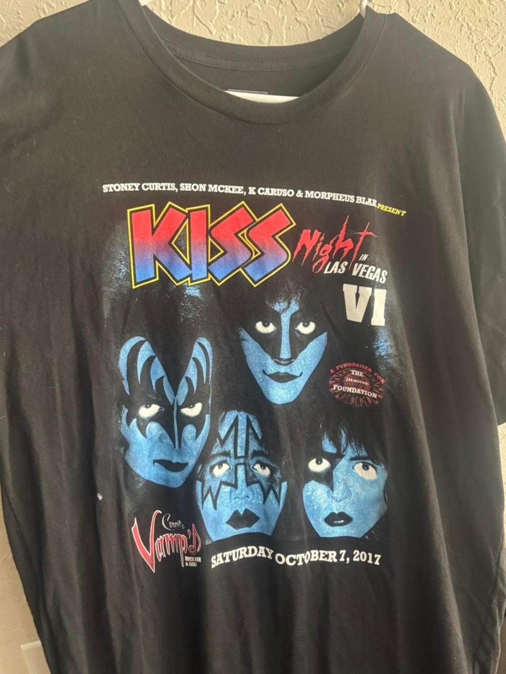 Kiss Black Graphic Tee with Blue Face Art my.